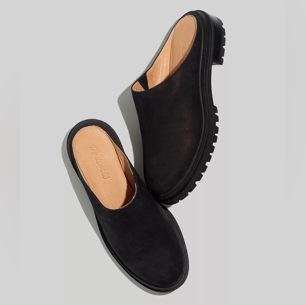 brand new Madewell Bradley Lugsole Mule in Nubuck in black.